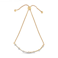 14K Gold Plated Sterling Silver 1/3 Cttw Diamond Slider Link Bolo Bracelet