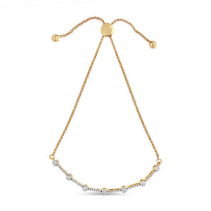 14K Gold Plated Sterling Silver 1/3 Cttw Diamond Slider Link Bolo Bracelet-1