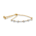 14K gold sterling silver bolo bracelet with round diamond slider link stones