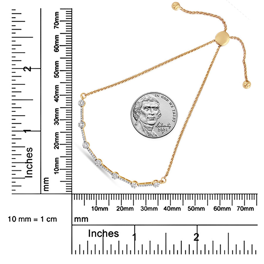 14K Gold Plated Sterling Silver 1/3 Cttw Diamond Slider Link Bolo Bracelet