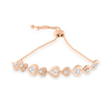 Rose plated sterling silver bolo bracelet with heart diamond stones thumbnail 1
