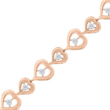 Rose Plated Sterling Silver Diamond Heart-Linked Bolo Bracelet (0.30 cttw, H-I Color, I2-I3 Clarity)-3 thumbnail 4