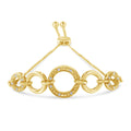 14K Yellow Gold Plated .925 Sterling Silver 1/10 Cttw Diamond Infinity Loop Adjustable Bolo Tennis Bracelet-0