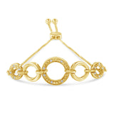 14K Yellow Gold Plated .925 Sterling Silver 1/10 Cttw Diamond Infinity Loop Adjustable Bolo Tennis Bracelet-0 thumbnail 1