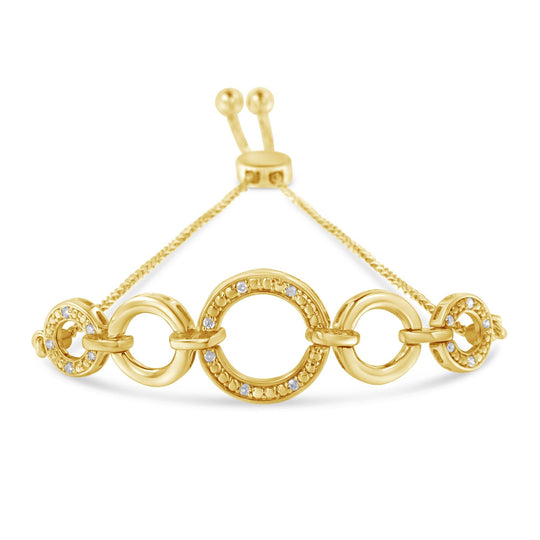 14K Yellow Gold Plated .925 Sterling Silver 1/10 Cttw Diamond Infinity Loop Adjustable Bolo Tennis Bracelet-0