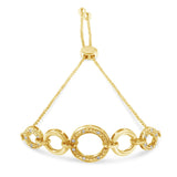 10K yellow gold infinity bolo bracelet with graduated diamond accent circles thumbnail 1