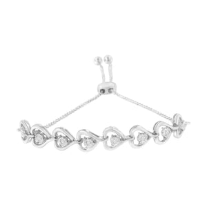 Sterling Silver Diamond Woven Heart Bolo Bracelet (0.1 cttw, H-I Color, I2-I3 Clarity)-1