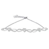925 sterling silver bolo bracelet with heart diamond accents and infinity charm thumbnail 1