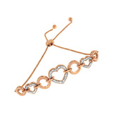 14K Rose Gold Plated .925 Sterling Silver Diamond Accent Circle and Heart Link Adjustable 6”-10” Bolo Bracelet (I-J Color, I3 Clarity)-1 thumbnail 2