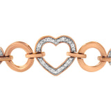 14K Rose Gold Plated .925 Sterling Silver Diamond Accent Circle and Heart Link Adjustable 6”-10” Bolo Bracelet (I-J Color, I3 Clarity)-4 thumbnail 5