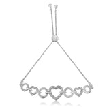.925 Sterling Silver Diamond Accent Interlinking Triple Heart 4”-10” Adjustable Bolo Tennis Bracelet Bolo Bracelet (H-I Color, I2-I3 Clarity)-3 thumbnail 4