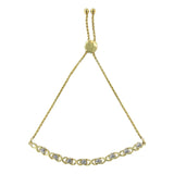 10K yellow gold bolo bracelet with heart diamond stones and X-links thumbnail 1