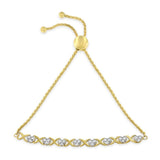 10K Yellow Gold over .925 Sterling Silver 1/10 Cttw Diamond Heart and X-Link 6”-9” Adjustable Bolo Bracelet (H-I Color, I2-I3 Clarity)-1 thumbnail 2