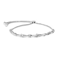 .925 Sterling Silver Diamond Accent Heart and Wave Link Bolo Bracelet (I-J Color, I2-I3 Clarity) - 6
