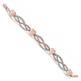 14K Rose Gold Plated .925 Sterling Silver Cttw Diamond Accent Layered Infinity Link and Heart Adjustable 4”-10” Adjustable Bolo Bracelet (I-J Color, I3 Clarity)-3 thumbnail 4