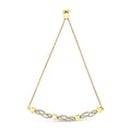 14K yellow gold bracelet with heart diamond stones on adjustable bolo chain