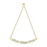 14K Yellow Gold Plated .925 Sterling Silver 1/10 Cttw Diamond Wave and Hearts Bolo Bracelet (I-J Color, I2-I3 Clarity) - 4