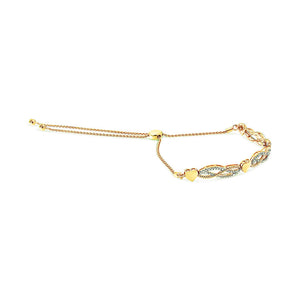 14K Yellow Gold Plated .925 Sterling Silver 1/10 Cttw Diamond Wave and Hearts Bolo Bracelet (I-J Color, I2-I3 Clarity) - 4