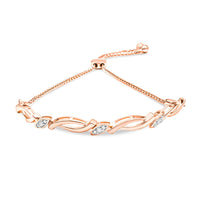 .925 Sterling Silver Diamond Accent Alternating Swirl link Bolo Bracelet (I-J Color, I2-I3 Clarity) - 6