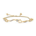 925 sterling silver bolo bracelet with heart diamond stones and wave design
