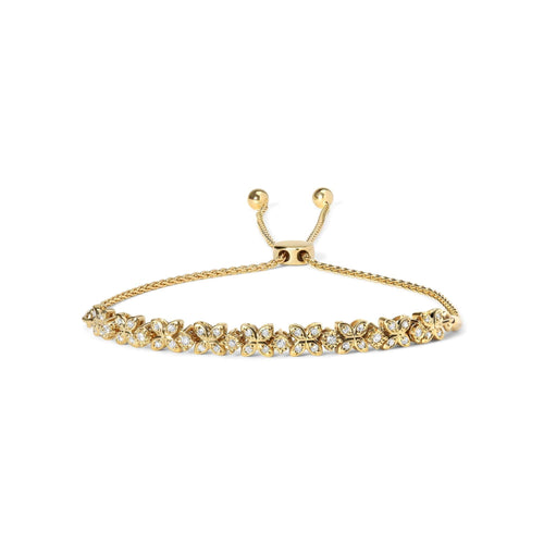 18K Yellow Gold Plated .925 Sterling Silver 1/4 Cttw Diamond Marquise Shaped Link 4