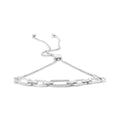 925 sterling silver paperclip bolo bracelet with round diamond stones