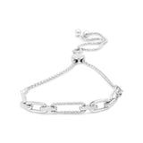 .925 Sterling Silver 1/10 Cttw Diamond Paperclip Link Adjustable Bolo Bracelet (I-J Color, I2-I3 Clarity)-3 thumbnail 4