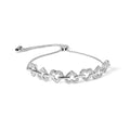 925 sterling silver bracelet with heart diamond stones on adjustable bolo