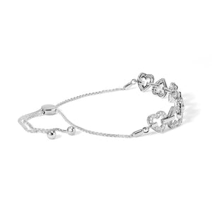 .925 Sterling Silver 1/2 Cttw Diamond Alternating Heart Link Adjustable Bolo Bracelet (I-J Color, I3 Clarity) - 4