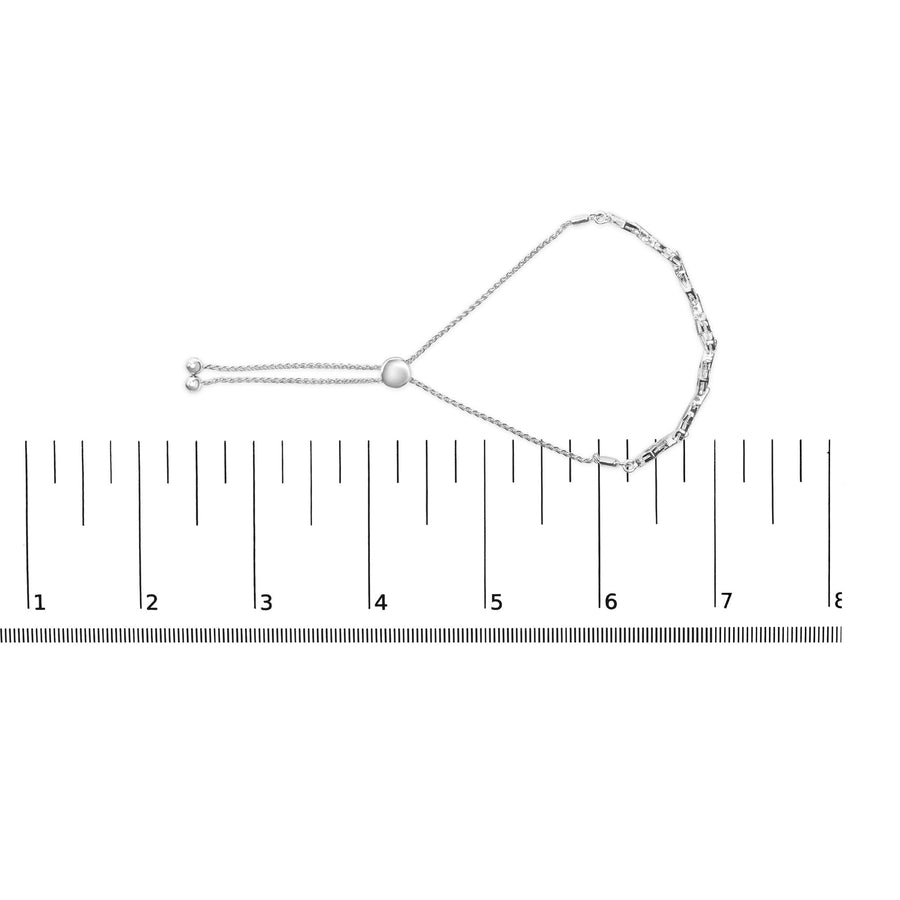 .925 Sterling Silver 1/2 Cttw Diamond Alternating Heart Link Adjustable Bolo Bracelet (I-J Color, I3 Clarity) - 4