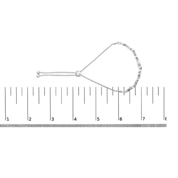 .925 Sterling Silver 1/2 Cttw Diamond Alternating Heart Link Adjustable Bolo Bracelet (I-J Color, I3 Clarity) - 4