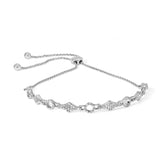 925 sterling silver bracelet with circle and kite link diamond stones thumbnail 1