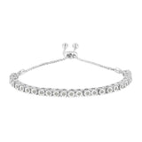 925 sterling silver bolo tennis bracelet with miracle-set round diamond stones thumbnail 1