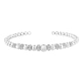 925 sterling silver cuff bangle with graduated diamond rondelle beads