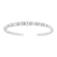 .925 Sterling Silver 1/4 Cttw Diamond Rondelle Graduated Ball Bead Cuff Bangle Bracelet (I-J color, I2-I3 clarity) - Fits wrists up to 7 1/2 inches-1