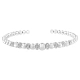.925 Sterling Silver 1/4 Cttw Diamond Rondelle Graduated Ball Bead Cuff Bangle Bracelet (I-J color, I2-I3 clarity) - Fits wrists up to 7 1/2 inches-3 thumbnail 4
