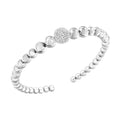 925 sterling silver cuff bangle bracelet with graduated diamond rondelle beads
