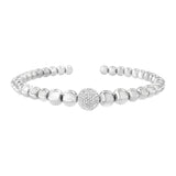 .925 Sterling Silver 1/6 Cttw Diamond Rondelle Graduated Ball Bead Cuff Bangle Bracelet (I-J color, I2-I3 clarity) - Fits wrists up to 7 1/2 inches-3 thumbnail 4