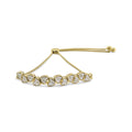 925 yellow gold bracelet with heart diamond stones set sideways on adjustable chain