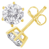 18K Yellow Gold 1-1/2 Cttw Round Brilliant-Cut Near Colorless Diamond Classic 6-Prong Stud Earrings (H-I Color, I1-I2 Clarity)-1 thumbnail 2