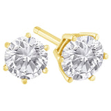 18K Yellow Gold 1-1/2 Cttw Round Brilliant-Cut Near Colorless Diamond Classic 6-Prong Stud Earrings (H-I Color, I1-I2 Clarity)-3 thumbnail 4