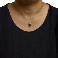 14K Yellow Gold and Blue Quartz Pacifier Pendant Necklace - 18