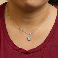 14K White Gold 1 1/5 Cttw Diamond Composite Cluster Pendant Necklace (F-G Color, VS2-SI1 Clarity) - 18