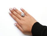 10K Yellow Gold 1 Cttw Round and Baguette cut Diamond Cluster and Rhombus Halo Ring (H-I Color, I1-I2 Clarity)-4 thumbnail 5