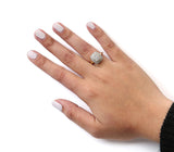 10K Yellow Gold 1/2 cttw Round and Princess Diamond Composite Head and Halo Ring (H-I Color, SI1-SI2 Clarity)-4 thumbnail 5