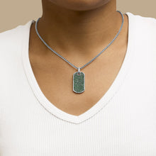 Men's .925 Sterling Silver Created Green Emerald Dog Tag Pendant Necklace - 22" Inches-3