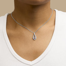 .925 Sterling Silver Created Red Ruby and White Sapphire Pear Shaped Pendant Necklace - 18" Inches-3