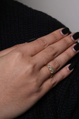 10K Yellow Gold 1.00 Cttw Champagne Diamond 3-Stone Band Ring (J-K Color, I1-I2 Clarity)-4 thumbnail 5