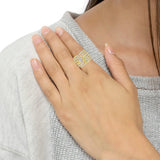 10K Yellow Gold 3.00 Cttw Diamond Multi Row Bypass Wave Cocktail Band Ring (J-K Color, I1-I2 Clarity)-3 thumbnail 4