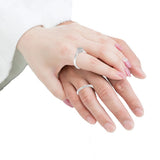 .925 Sterling Silver 1/4 Cttw Diamond Halo and Swirl Engagement Ring and Wedding Band Set (I-J Color, I3 Clarity)-4 thumbnail 5